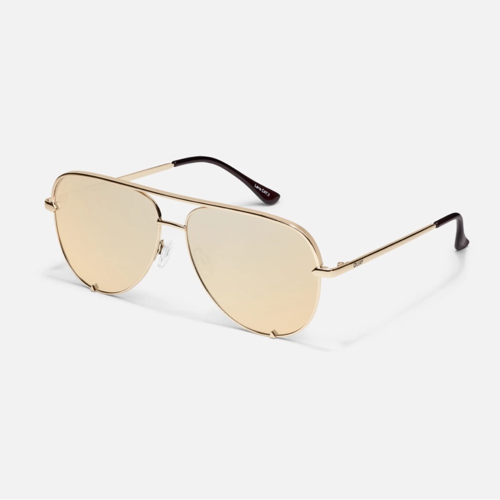 NEW QUAY High Key MICRO 126 POLARIZED Sunglasses Gold Frame Gold Mirrored Lens